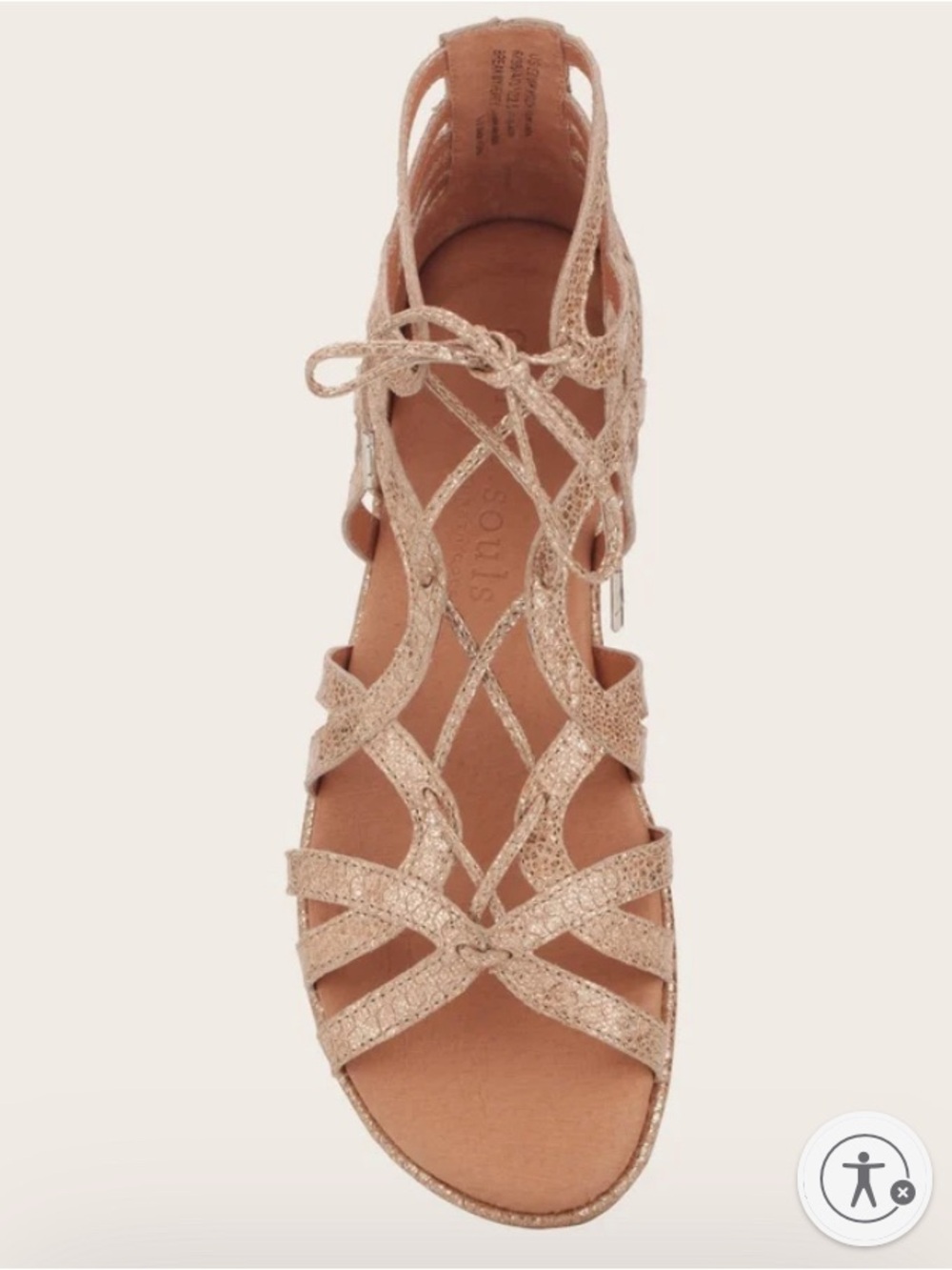 Kenneth Cole Reaction gold crackle texture gladiator sandals summer vacation  9